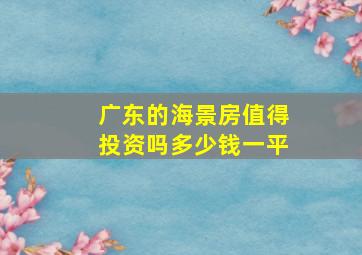 广东的海景房值得投资吗多少钱一平