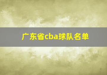 广东省cba球队名单