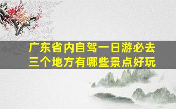 广东省内自驾一日游必去三个地方有哪些景点好玩