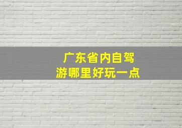 广东省内自驾游哪里好玩一点