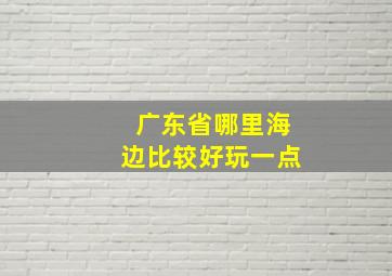 广东省哪里海边比较好玩一点