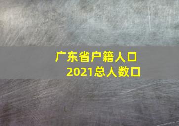 广东省户籍人口2021总人数口