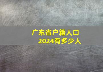 广东省户籍人口2024有多少人