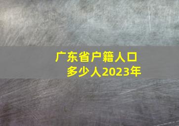 广东省户籍人口多少人2023年