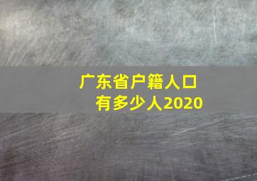 广东省户籍人口有多少人2020