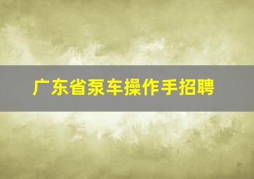 广东省泵车操作手招聘