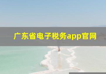 广东省电子税务app官网