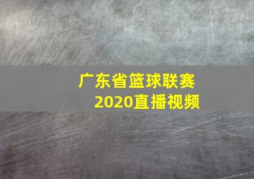 广东省篮球联赛2020直播视频