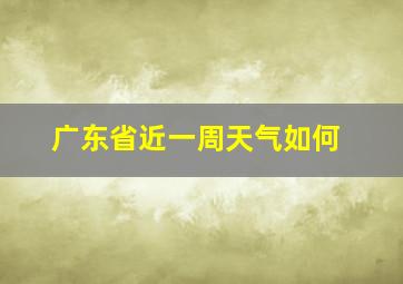 广东省近一周天气如何