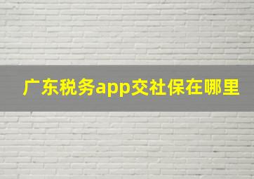 广东税务app交社保在哪里