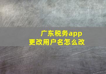 广东税务app更改用户名怎么改