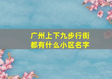 广州上下九步行街都有什么小区名字