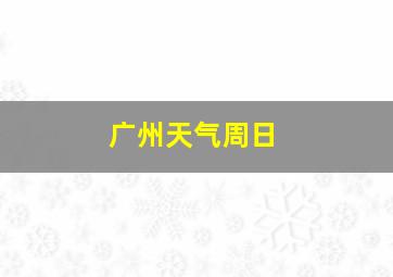 广州天气周日