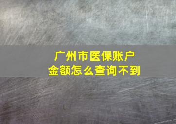 广州市医保账户金额怎么查询不到