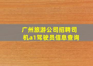 广州旅游公司招聘司机a1驾驶员信息查询