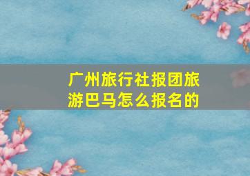 广州旅行社报团旅游巴马怎么报名的