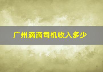 广州滴滴司机收入多少