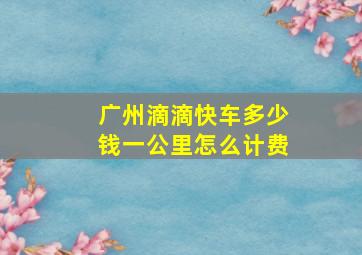 广州滴滴快车多少钱一公里怎么计费