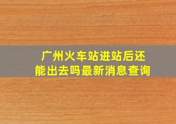 广州火车站进站后还能出去吗最新消息查询