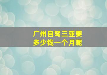 广州自驾三亚要多少钱一个月呢