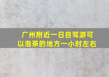 广州附近一日自驾游可以泡茶的地方一小时左右