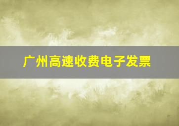 广州高速收费电子发票