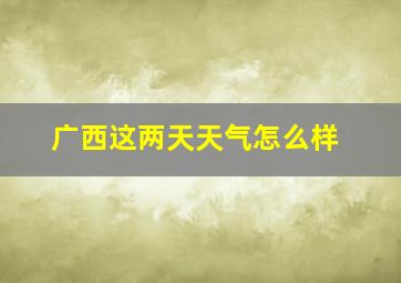 广西这两天天气怎么样