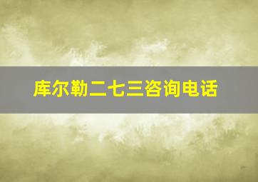 库尔勒二七三咨询电话