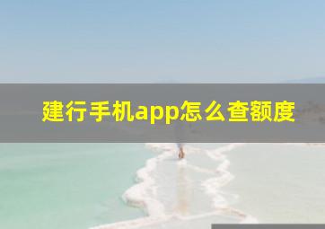 建行手机app怎么查额度