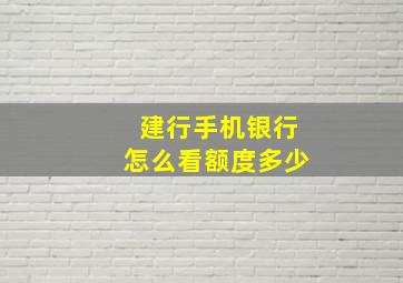 建行手机银行怎么看额度多少