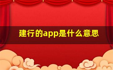 建行的app是什么意思