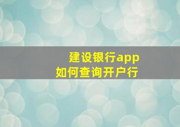 建设银行app如何查询开户行