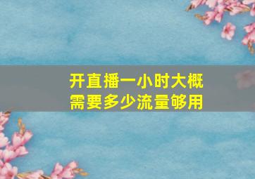 开直播一小时大概需要多少流量够用