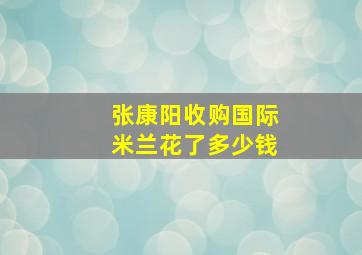 张康阳收购国际米兰花了多少钱