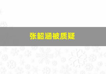 张韶涵被质疑