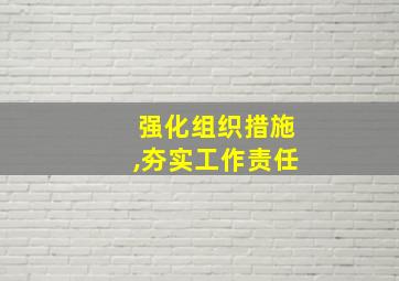 强化组织措施,夯实工作责任