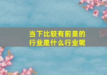 当下比较有前景的行业是什么行业呢