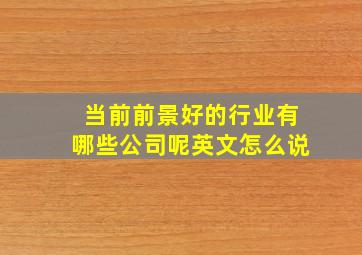 当前前景好的行业有哪些公司呢英文怎么说