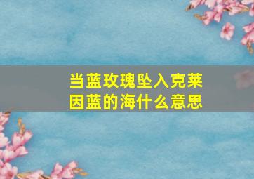 当蓝玫瑰坠入克莱因蓝的海什么意思