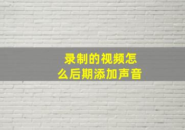 录制的视频怎么后期添加声音