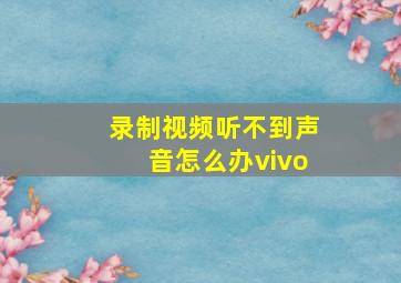 录制视频听不到声音怎么办vivo