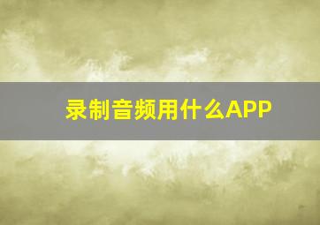 录制音频用什么APP