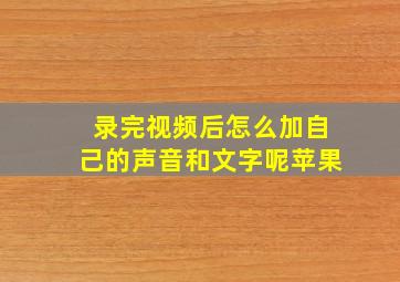 录完视频后怎么加自己的声音和文字呢苹果