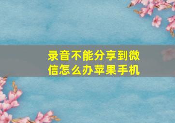 录音不能分享到微信怎么办苹果手机