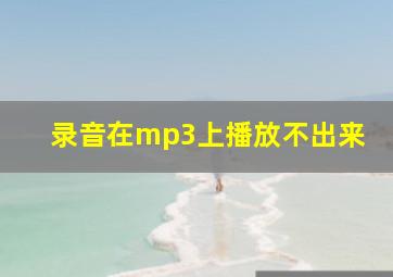 录音在mp3上播放不出来