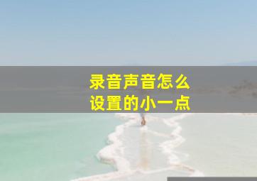 录音声音怎么设置的小一点