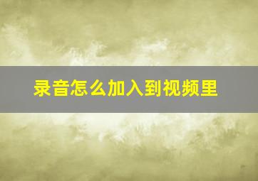 录音怎么加入到视频里