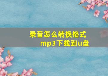 录音怎么转换格式mp3下载到u盘