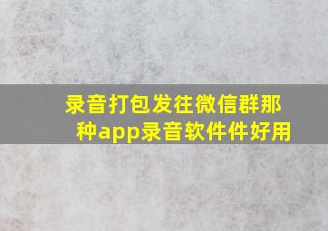 录音打包发往微信群那种app录音软件件好用