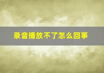 录音播放不了怎么回事